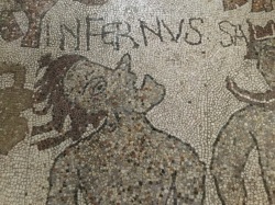 12th Century mosaics cover the floor of the Cathedral at Otranto. Scene of Infernus - Hell.