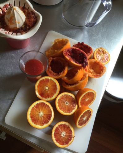 Breakfast with host family included the last blood oranges of the season...