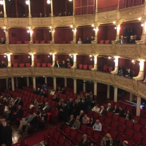 Inside Teatro Politeama Greco for the opera.